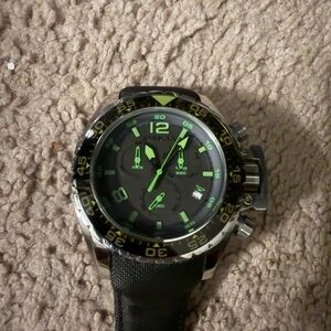 Invicta Black Watch with Neon Green Accents